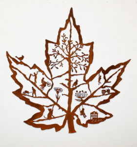 "Boomblad"-roestig cortenstaal - 88x87 cm - Lou de Wit