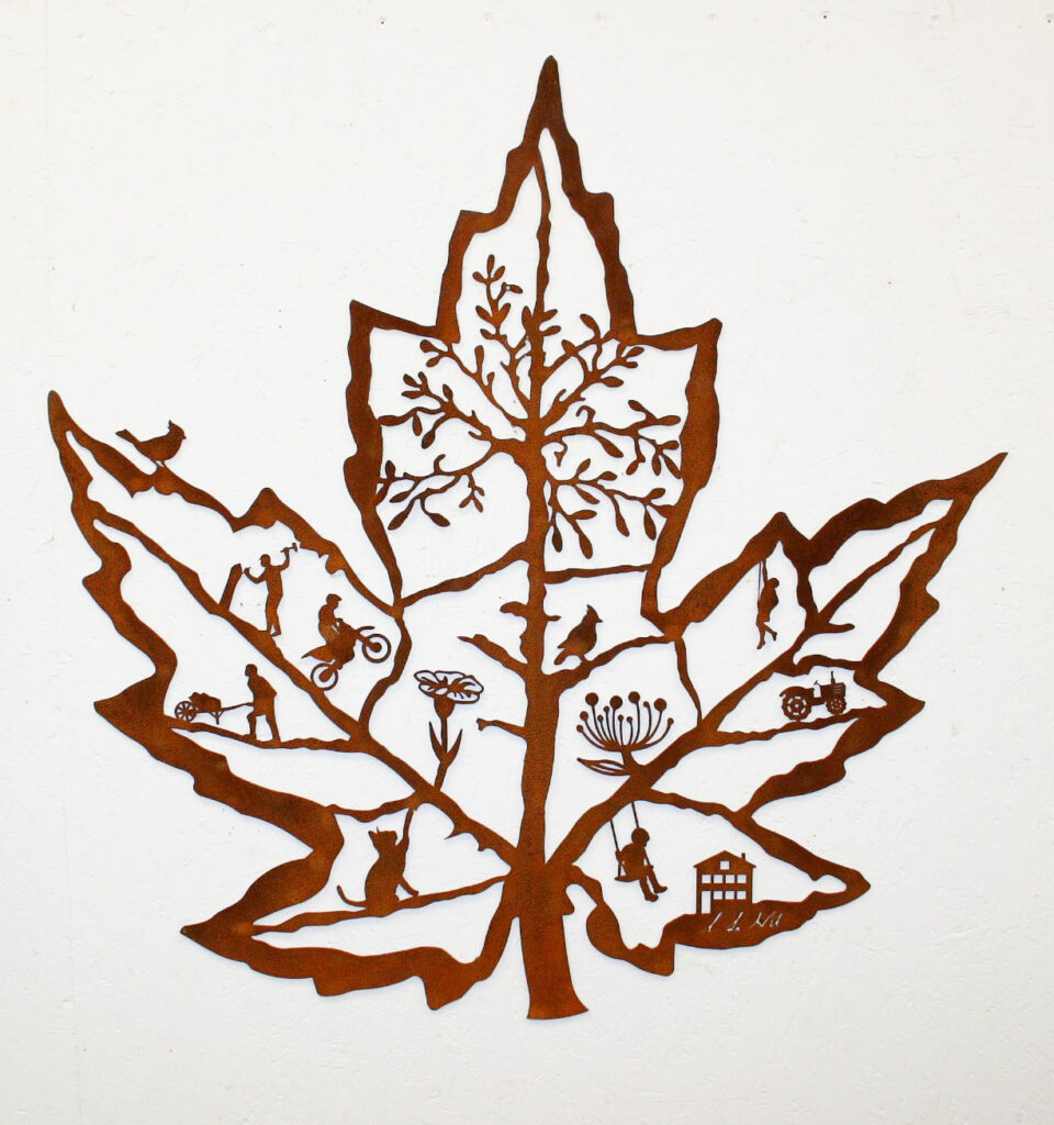 "Boomblad"-roestig cortenstaal - 88x87 cm - Lou de Wit