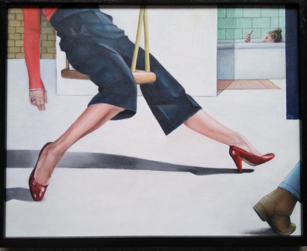 "Schommel - benen - olieverf op doek - 40x50 cm - Els Mulder