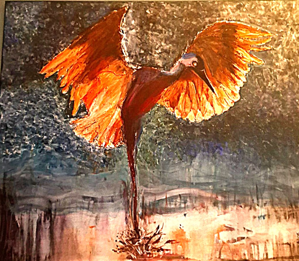 "Boodschapper van vrede en gezondheid"- Acrylverf op doek - 120x100 cm -Nanny Blank