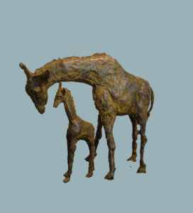 "Moeder en kind - Geborgenheid"- Bronzen beeld - 55x60 cm - Nanny Blank