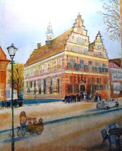 "Stadhuis in Naarden"- Acryl op doek - 100x80 cm - Nanny Blank