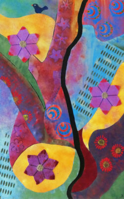 "Vogeltje"- koud geëmailleerd metalen - 30x40cm - José Noé