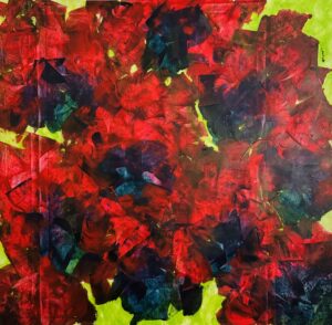 "Klaprozen"- acryl op canvas - 100x100 cm - Jeannette Beelen