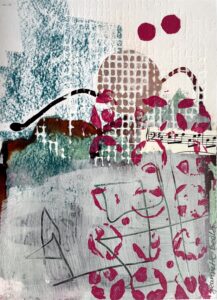 "Serie Ontdekken"- acryl, mixed media op papier - 17x24 cm - Jeannette Beelen