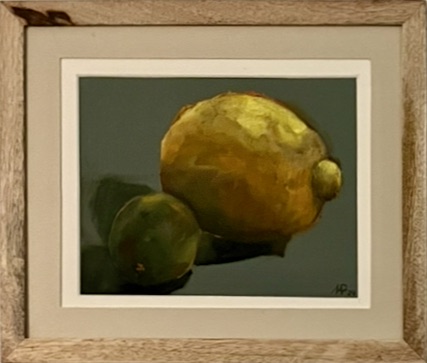 "Citroen & limoen"- olieverf, oliepastel op canvas - 30x25 cm incl. lijst - Monique Adriaansen