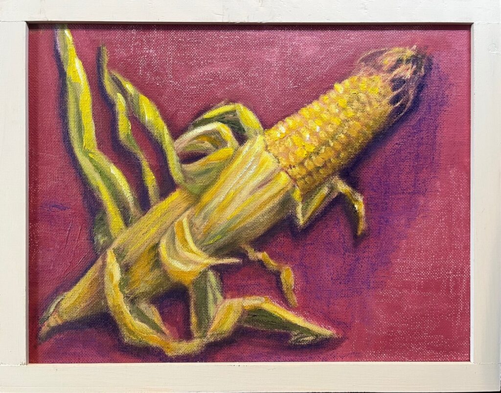 "Mais"- olieverf, oliepastel op canvas - 32x28 cm incl. lijst - Monique Adriaansen