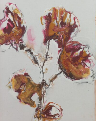Liesbeth Bloei, 30 x 40, canvas op board, gesso, acryl, bister, goudpoeder "Bloei"- canvas op board - gesso, acryl, bister en goudpoeder - 30x40 cm - Liesbeth Overdijk