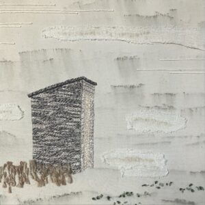 "Fijne eenzaamheid" - diverse textiele technieken - 35x35 cm - Selma van Diepen