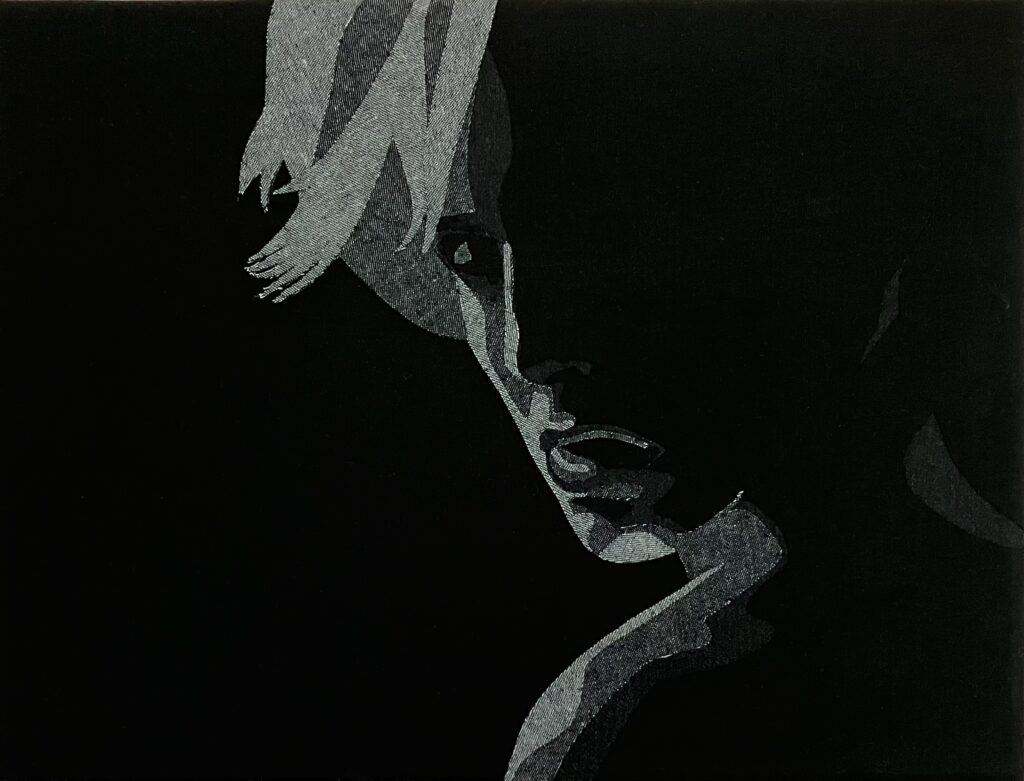 "Mysterieuze vrouw" - textiel - 30x40 cm - Selma van Diepen