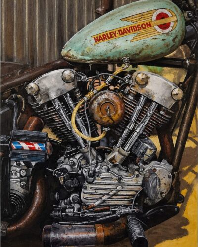 "Rusty Knucklehead" - Linnen covered board - 30x40 cm - Bas de Boon